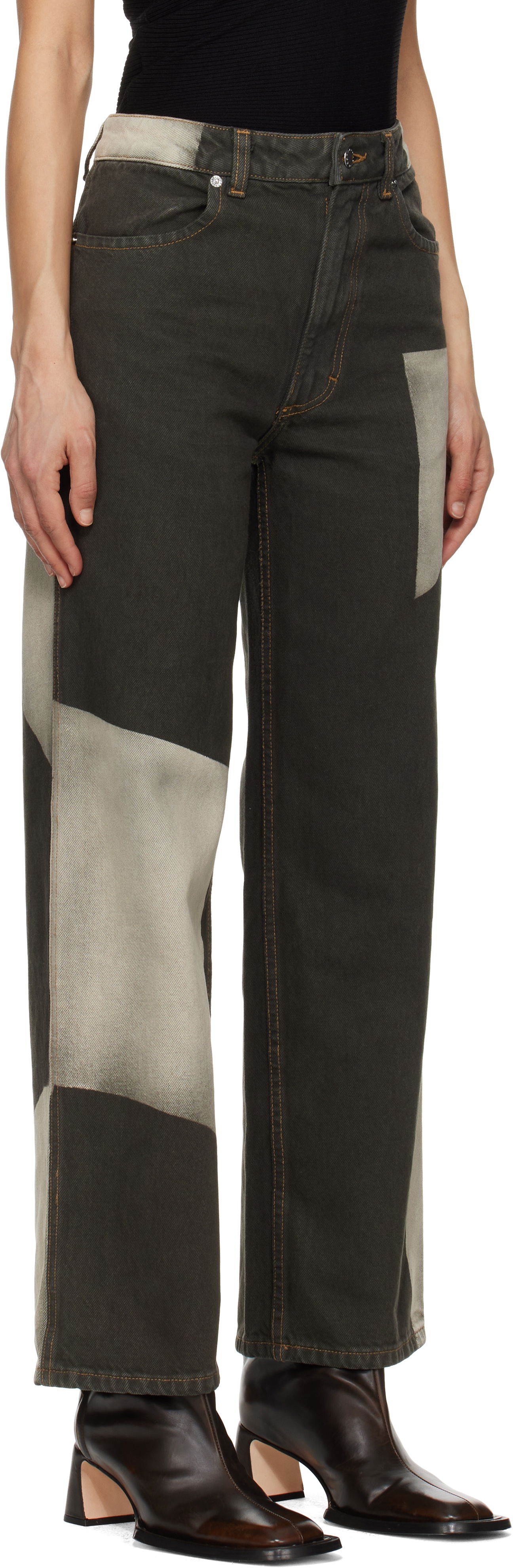 Дънки Eckhaus Latta Eckhaus Latta Wide Leg Jeans Зелено | 334-EL-PS25-T -, 1