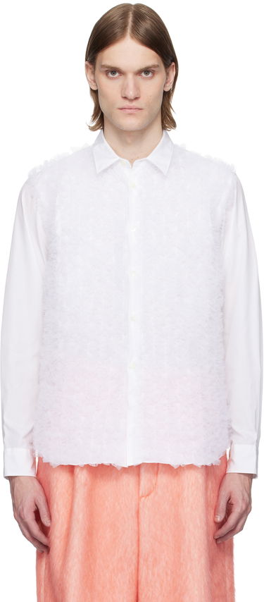 Риза Comme des Garçons Homme Plus Cotton Broad & Nylon Tulle Shirt Бяло | PO-B025-051, 0