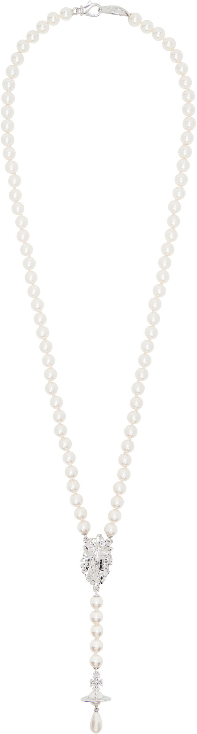 Vivienne Westwood Calista Long Pearl Necklace with Orb Pendant