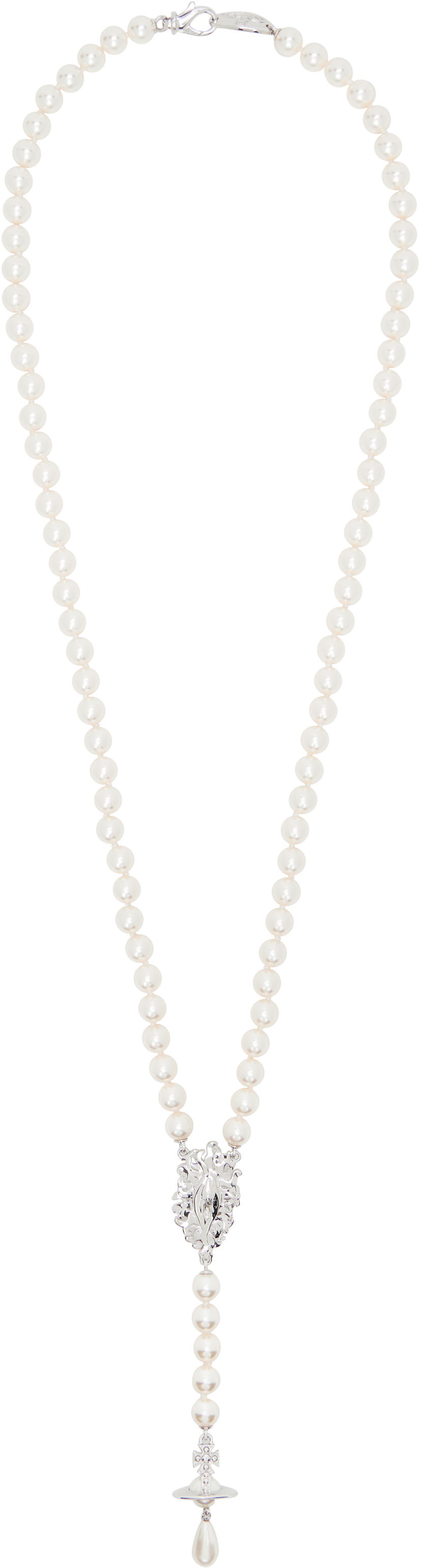 Колие Vivienne Westwood Vivienne Westwood Calista Long Pearl Necklace with Orb Pendant Бяло | 6301013L-02P103-