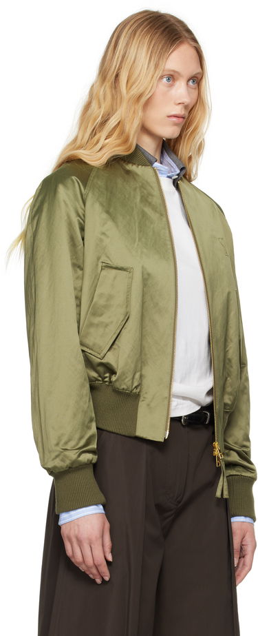 Яке бомбър AMI AMI Paris Cotton Satin Ami de Coeur Bomber Jacket Зелено | FJK011.CO0100, 1