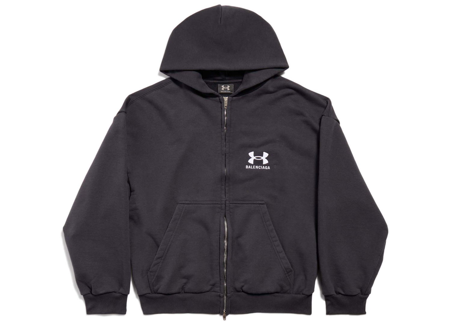 Суитчър Balenciaga Under Armour x Zip-Up Hoodie Regular Fit Black/White Черно | 803264TRVB89034, 0