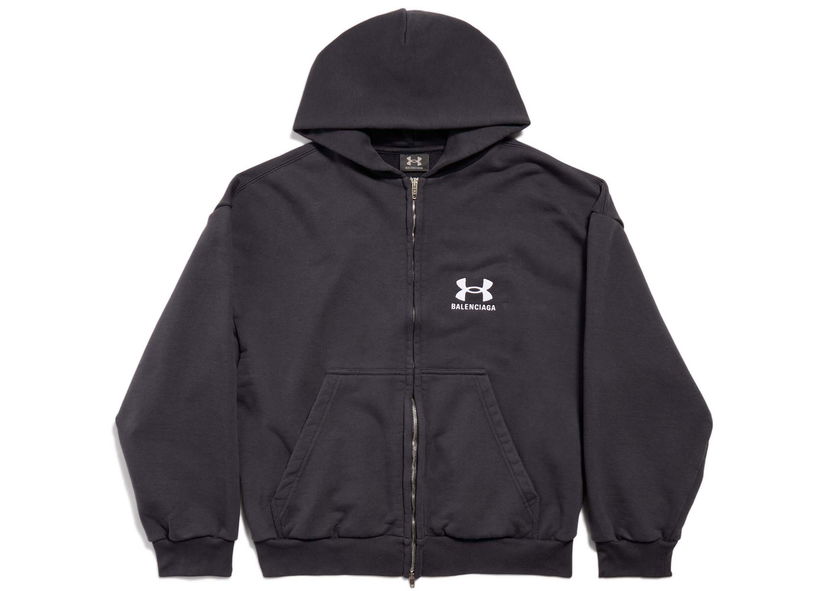Суитчър Balenciaga Under Armour x Zip-Up Hoodie Regular Fit Black/White Черно | 803264TRVB89034