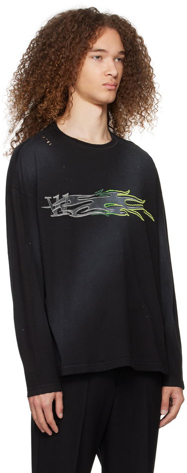 Тениска We11done Graphic Print Long Sleeve T-Shirt Черно | WD-TT0-24-752-U-BK, 1