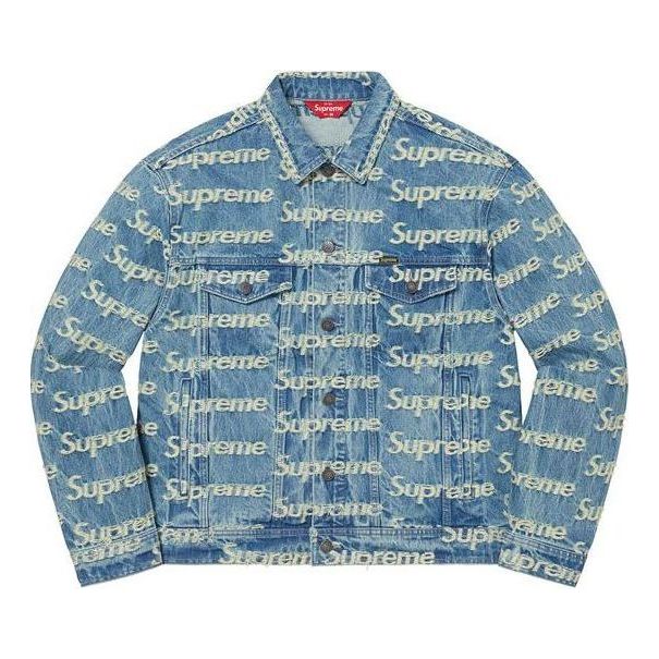 Яке бомбър Supreme Frayed Logos Denim Trucker Jacket Синьо | SUP-SS21-667, 0
