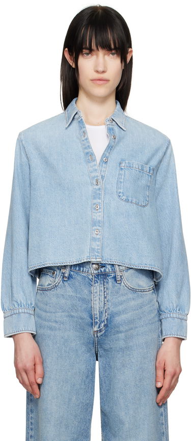 Риза rag & bone Rag & Bone Featherweight Cropped Maxine Denim Shirt Синьо | WDD25S1446UFGR, 0