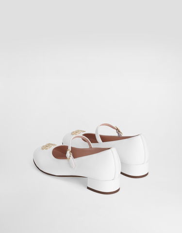 Кецове и обувки Dolce & Gabbana Nappa Leather Mary Jane Ballet Flats Бяло | D11397A120080001, 2