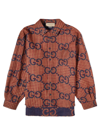 Риза Gucci Jumbo GG Overshirt Бургунди | 756842-ZAOBM-6253