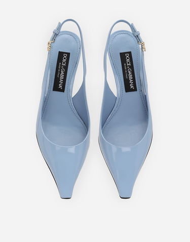 Кецове и обувки Dolce & Gabbana Polished Calfskin Slingbacks Синьо | CG0805A103780789, 3