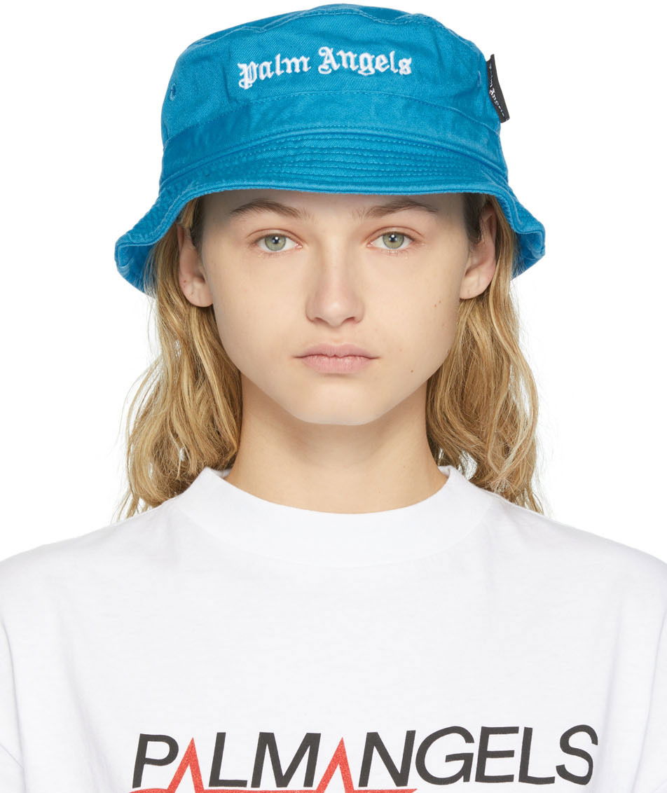Шапка Palm Angels Palm Angels Logo Bucket Hat Синьо | PWLA005F21FAB0024501, 0