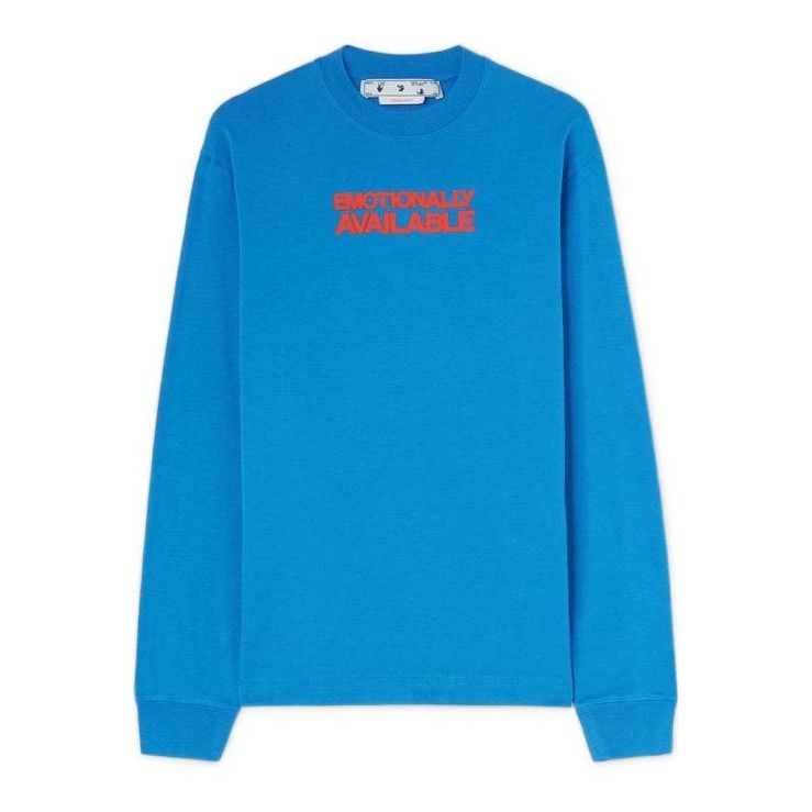 Пуловер Off-White Off-White Long Sleeve T-Shirt with Logo Print Синьо | OMAB064F22JER0104525, 0