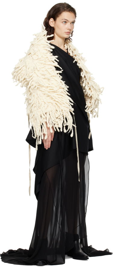 Шал Ann Demeulemeester Fringed Stole Scarf Бяло | 2402-U-SC35-KN052-003, 2