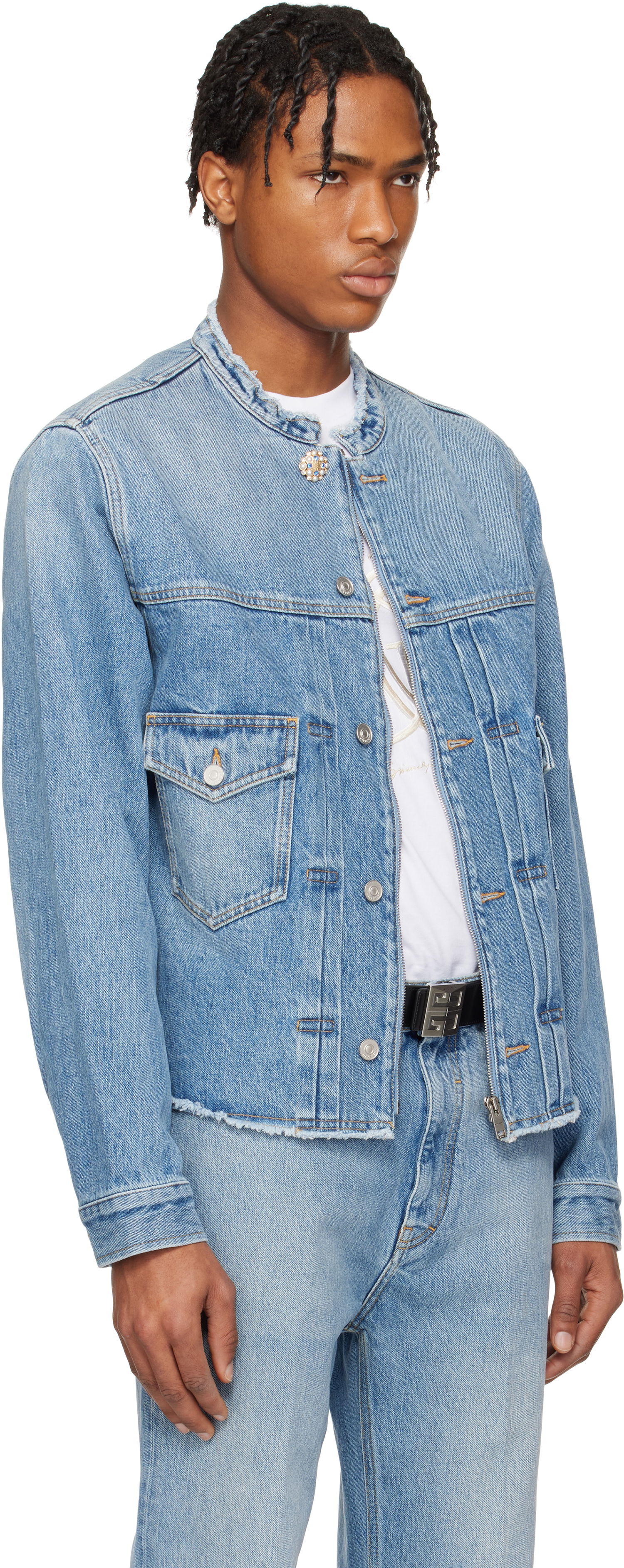 Яке Givenchy Givenchy Reworked Biker Denim Jacket Синьо | BM01BE5YCH415, 1