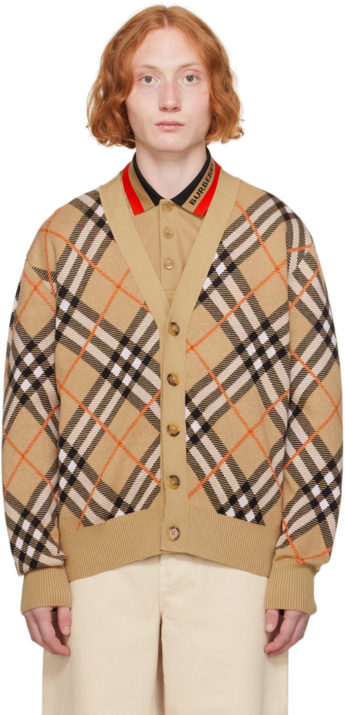 Пуловер Burberry Beige Check Cardigan Бежово | 8093494