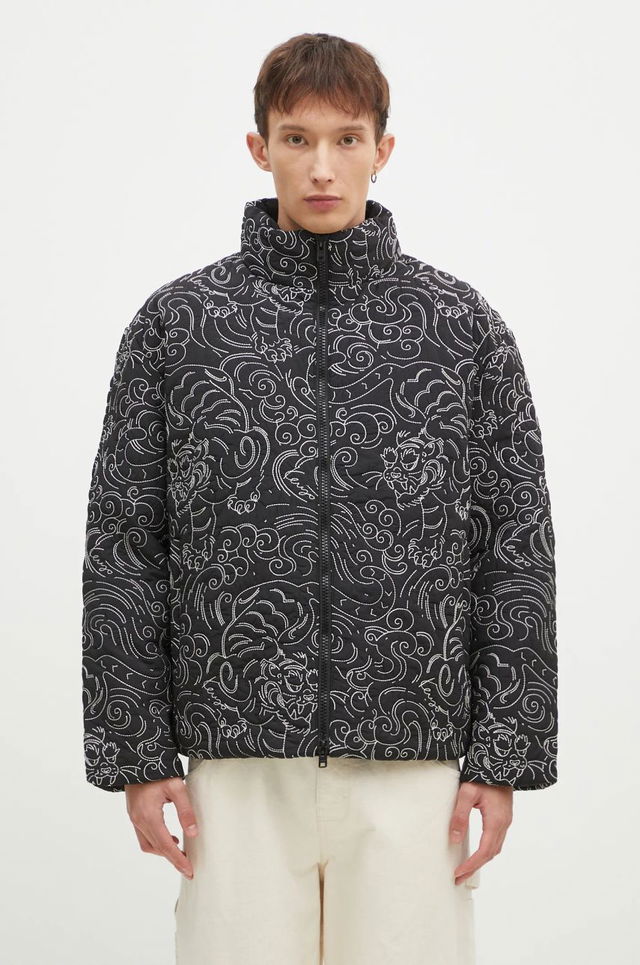 Black Tiger Print Down Jacket