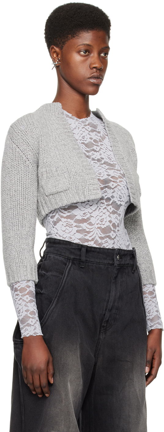 Пуловер We11done Cropped Cardigan Сиво | WD-KC0-24-645-W-GY, 1