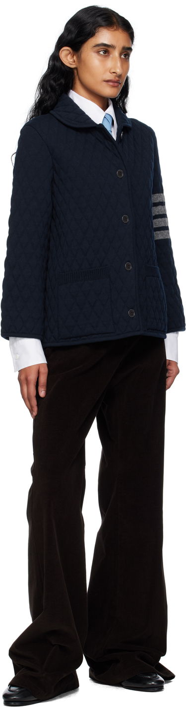 Яке Thom Browne Thom Browne Quilted Knit Merino Wool 4-Bar Work Jacket Тъмно синьо | FKJ117A-Y1029, 3