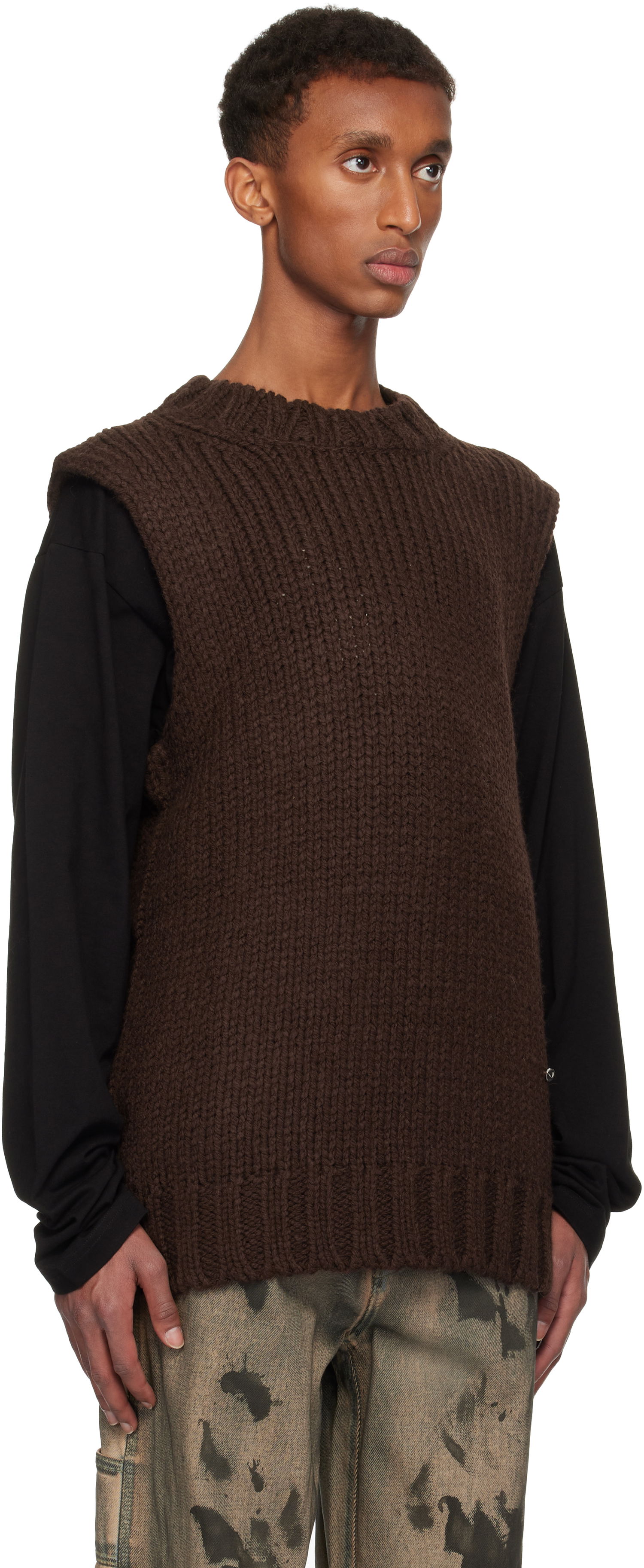 Пуловер We11done We11done Sleeveless Knit Sweater Кафяво | WD-KT3-24-667-U-BR, 1