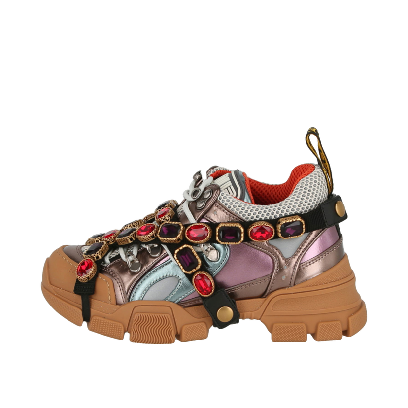 Кецове и обувки Gucci Flashtrek Crystal Metalic W Кафяво | 537133 DOR60 8266