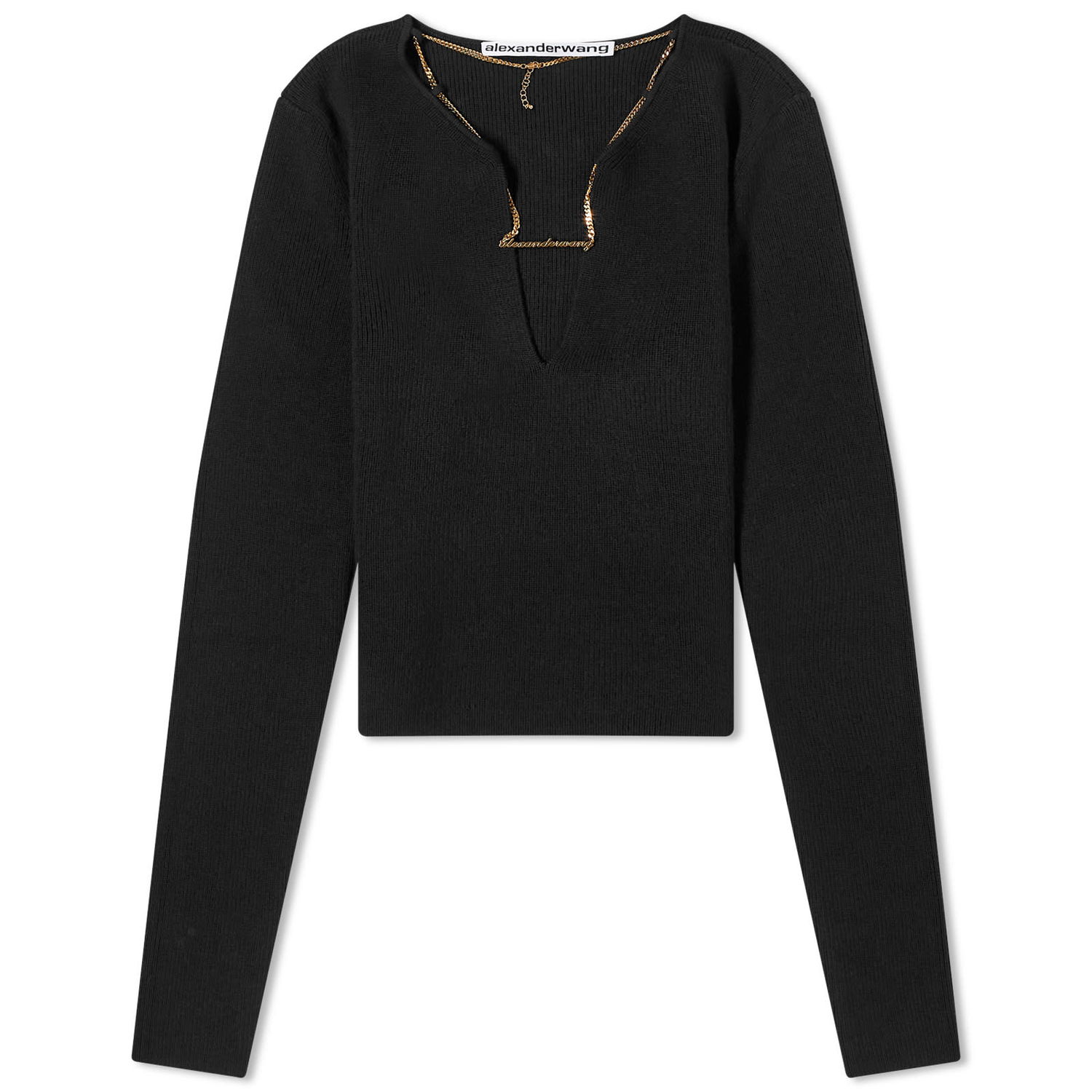 Тениска Alexander Wang V-Neck Logo Necklace Top Черно | 1KC1241006-001, 0