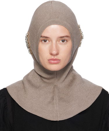 Шапка Simone Rocha Simone Rocha Embellished Knit Balaclava Бежово | KMK5WB 0647, 0