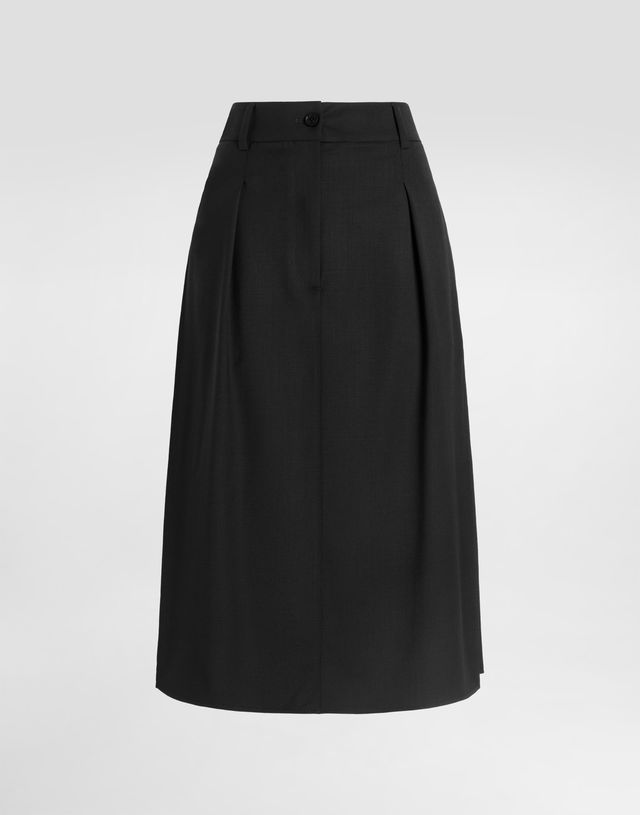 Bi-stretch Sallia Pleated High-Waist Midi Skirt