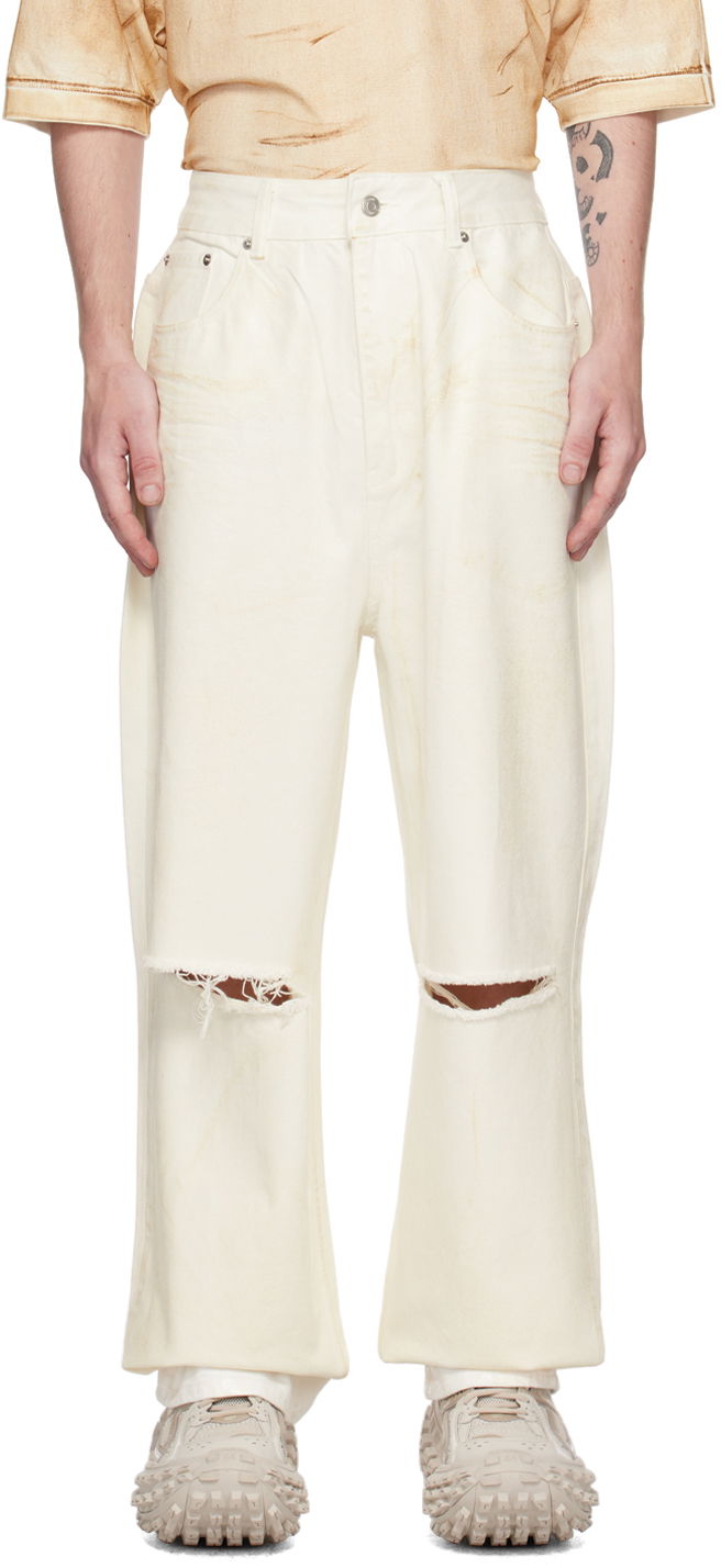 Дънки We11done Foil Coated Relaxed-Fit Jeans Бяло | WD-DP1-23-342-M-WH, 0