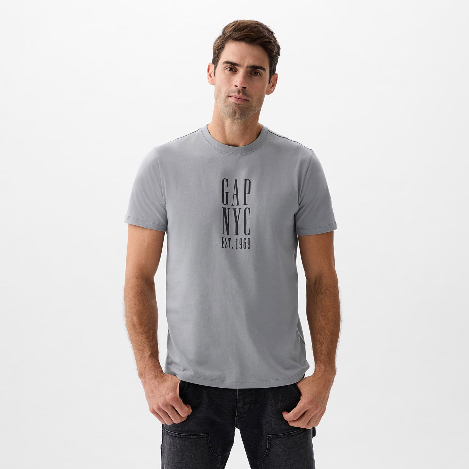 Тениска GAP Graphic Logo Tee Storm Cloud Сиво | 866769-00, 0