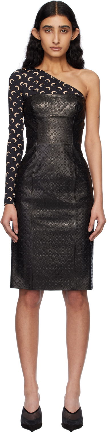 Pокля Marine Serre Marine Serre Moonogram Embossed Leather Midi Dress Черно | WDR315A RLEA0021, 0