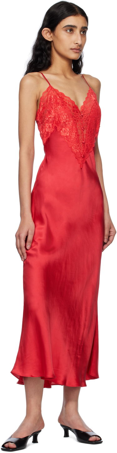 Pокля GUIZIO Guizio Nova Lace-Trimmed Slip Maxi Dress Червено | S25403W022, 3