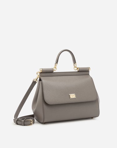 Дамска чанта Dolce & Gabbana Dolce & Gabbana Small Sicily Leather Top Handle Bag Сиво | BB6002B100180045, 2
