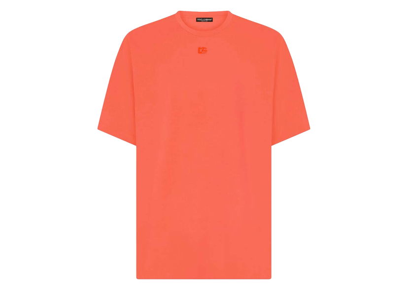 Тениска Dolce & Gabbana Technical Jersey Metallic DG Logo T-shirt Pink Червено | G8NV9ZHU7LCR3722