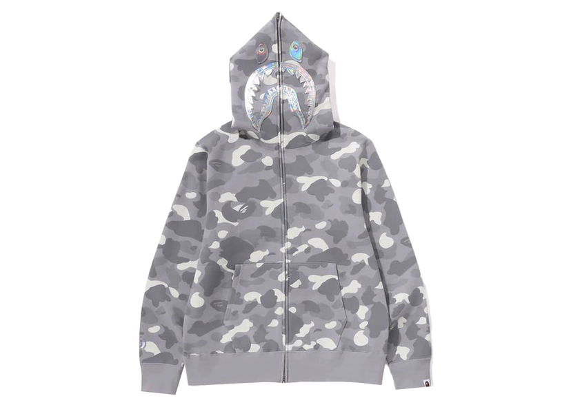 Суитчър BAPE BAPE City Camo Shark Full Zip Hoodie Gray Сиво | 1K30-115-003