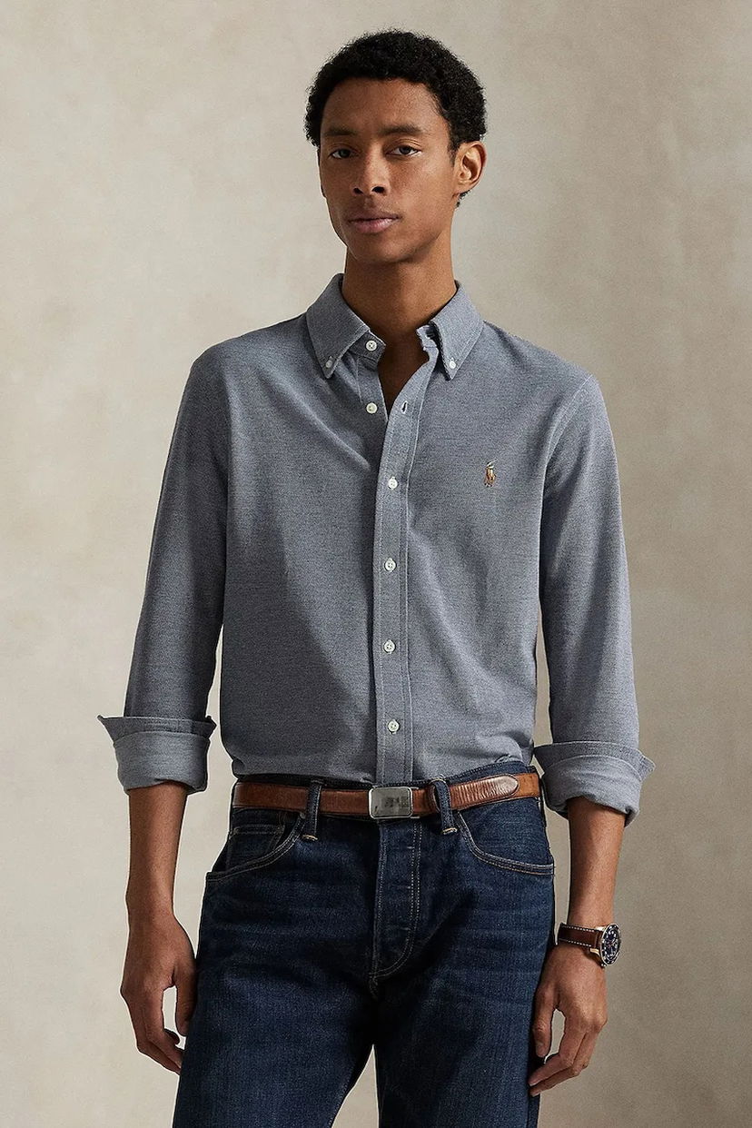 Риза Polo by Ralph Lauren Polo Ralph Lauren Regular Fit Button-Down Shirt Сиво | 710979488