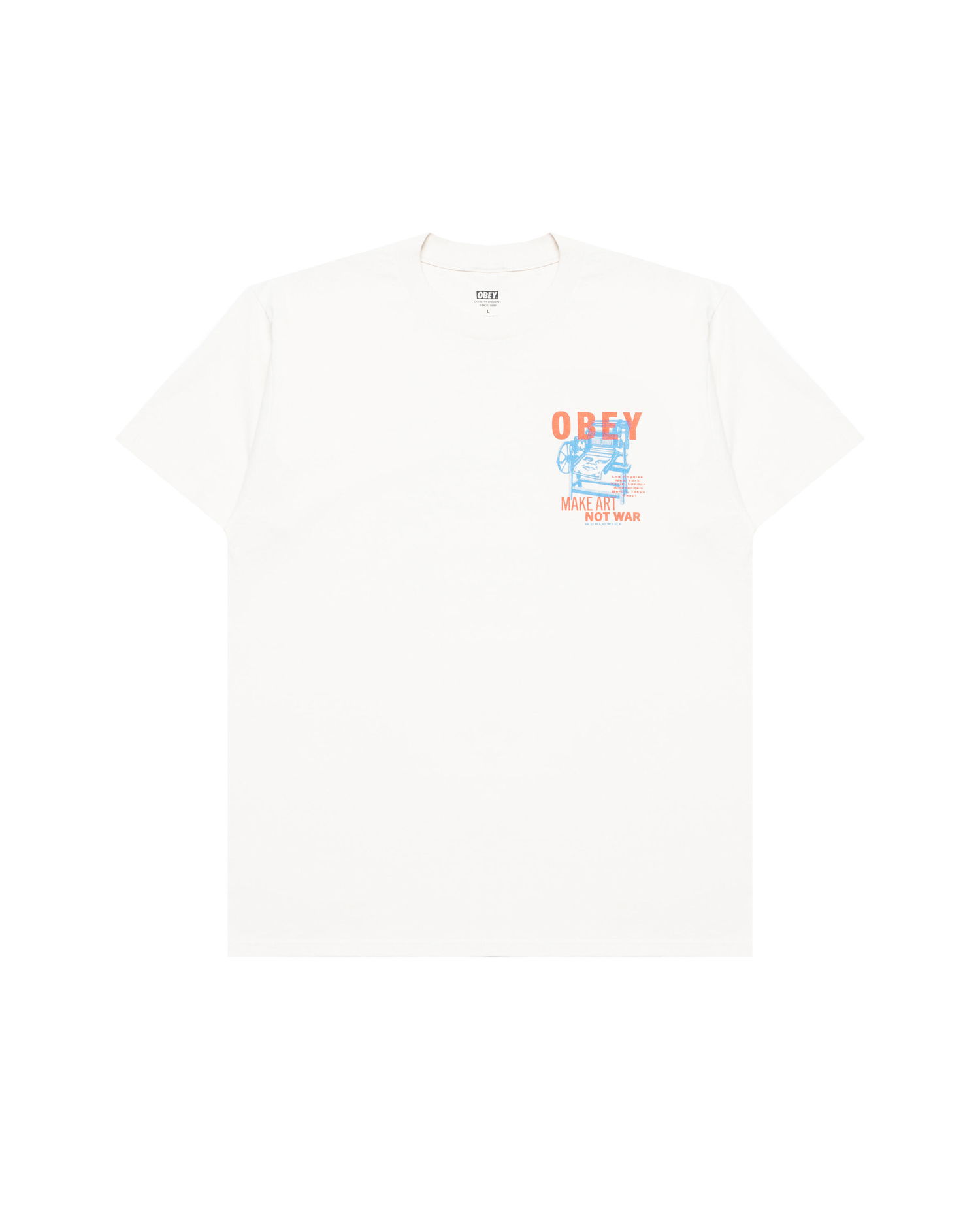 Тениска OBEY Obey Printing Press Make Art T-Shirt Бяло | 165264061-CRM, 0