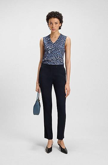 Панталони BOSS Slim-Fit Trousers with Slit Hems Тъмно синьо | 50541990, 1