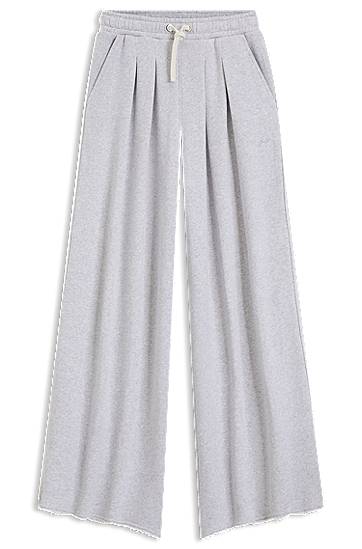 Спортни панталони BOSS Pleated Wide-Leg Cotton Blend Track Pants Сиво | 50554282, 0