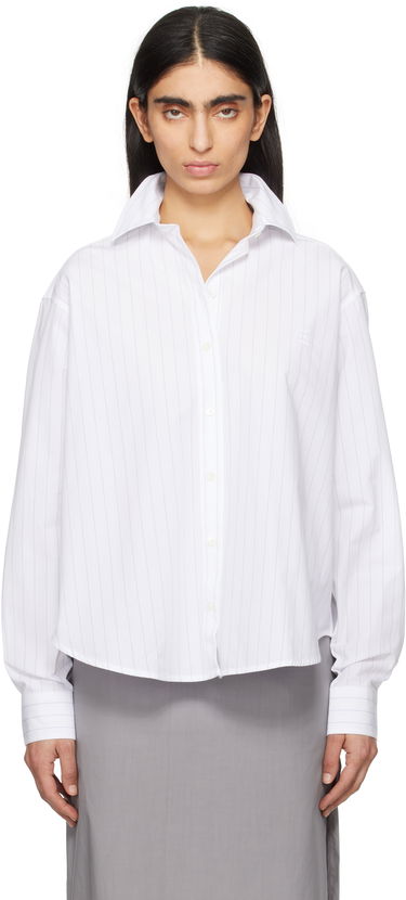 Риза TOTEME TOTEME Monogram Striped Cropped Shirt Бяло | 252-WRT0356-FB0076, 0