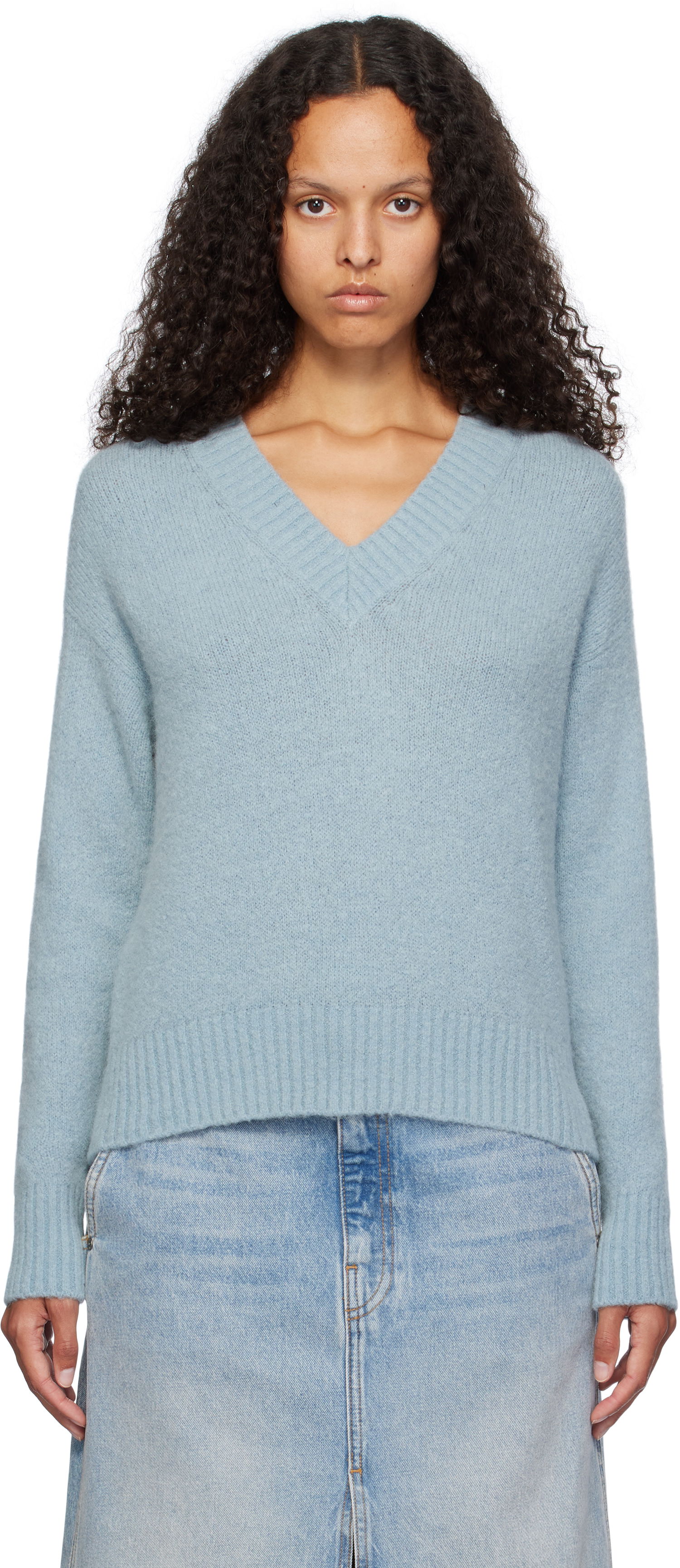 Пуловер Max Mara Weekend Max Mara Visita V-Neck Sweater Синьо | 2425366102600 MM12053, 0