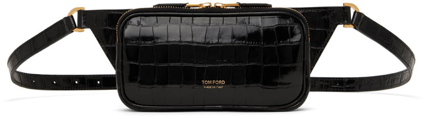 Чанта за кръста Tom Ford Glossy Printed Croc Small Zip Belt Bag Черно | H0521-LCL403G