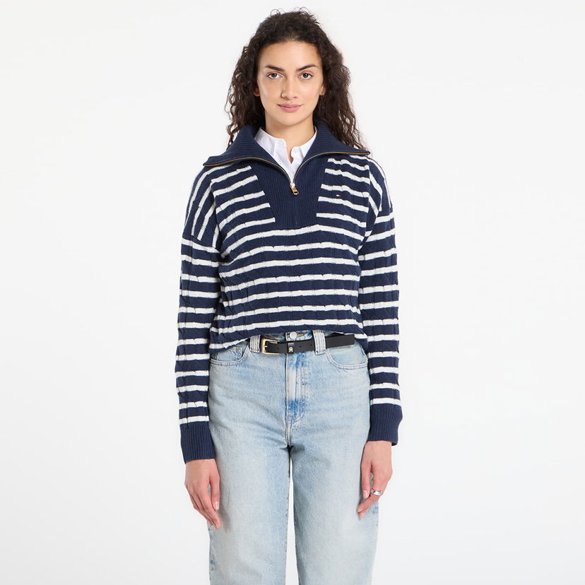 Пуловер Tommy Hilfiger Tommy Hilfiger Soft Wool Cable 1/2 Zip Long Sleeve Sweater Многоцветен | WW0WW46425 0Y7