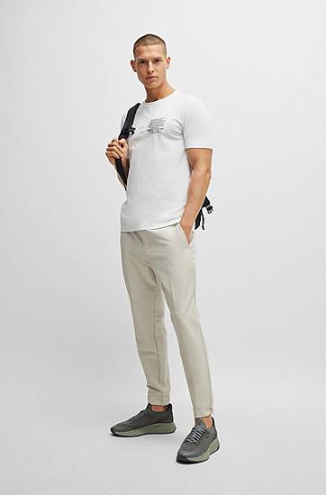 Тениска BOSS Regular-Fit T-Shirt with Signature Artwork Бяло | 50519355, 1