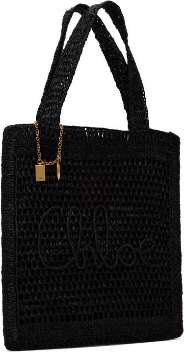 Голяма пазарска чанта CHLOÉ Chloé Summer Banana Raffia Tote Черно | CH25US901P08, 1