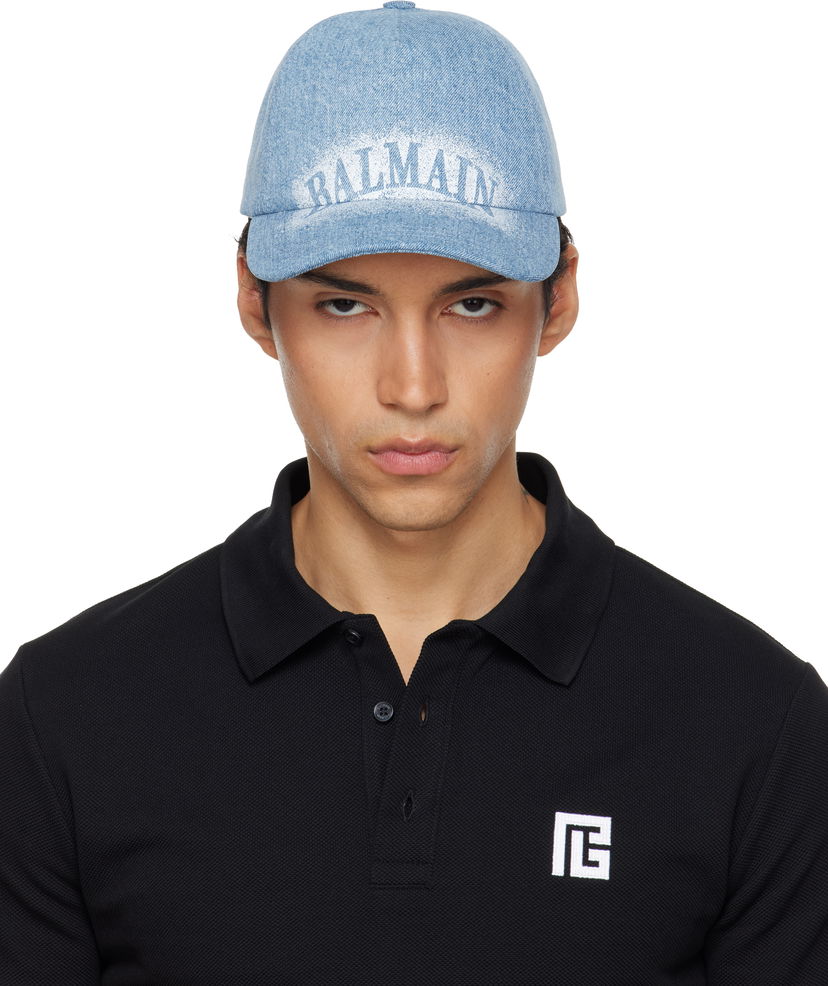 Шапка с козирка Balmain Denim Cap Синьо | GH1XA562DG11