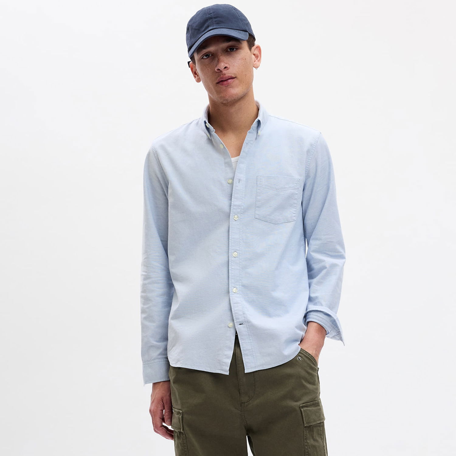 Риза GAP Standard Oxford Shirt Light Blue Синьо | 619568-01, 0