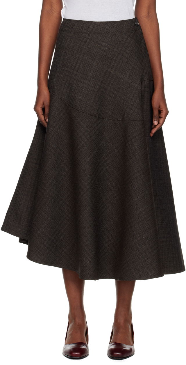 Waltz Textured Asymmetric Flared Midi Skirt