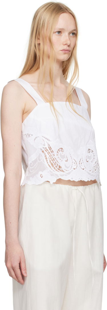 Съкратен топ rag & bone Rag & Bone Clem Lace-Trim Poplin Tank Top Бяло | WAW25SA036LA36, 1
