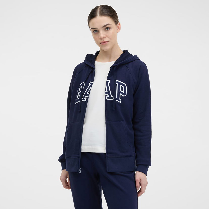 Суитчър GAP Fullzip Logo Hoodie Navy Uniform Тъмно синьо | 870536-02