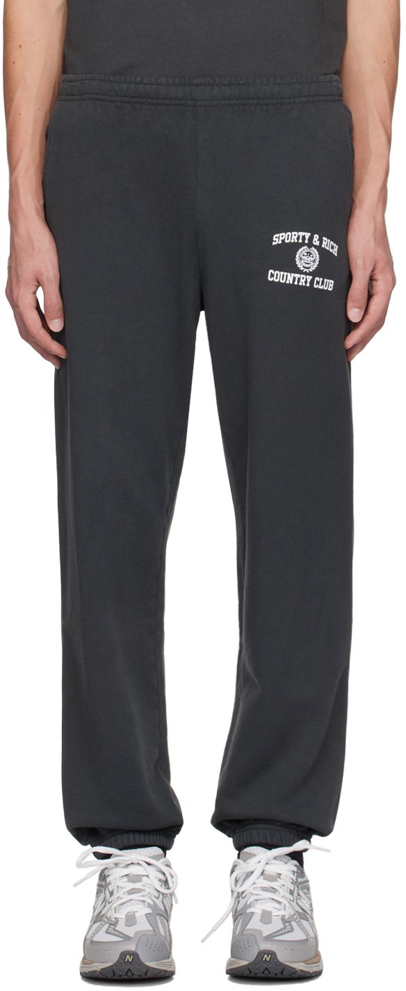 Спортни панталони Sporty & Rich Black Varsity Crest Sweatpants Сиво | PA020S409VF, 0