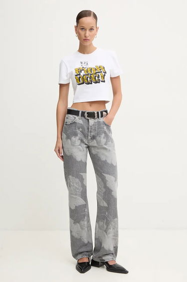 Съкратен топ Fiorucci Cropped Graphic T-Shirt Бяло | W01FMTSH094CJ03WH01, 1